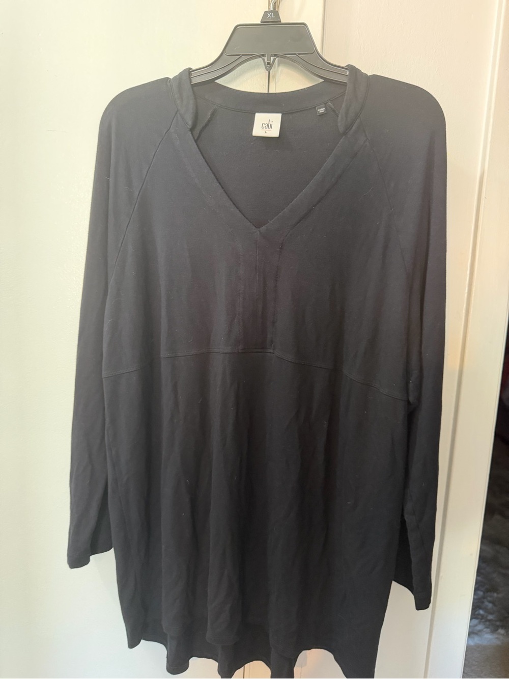 CAbi Black V-Neck Long Sleeve Top